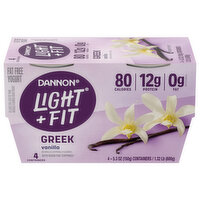 Light + Fit Nonfat Gluten-Free Vanilla Greek Yogurt, 4 Each