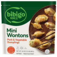 Bibigo Wontons, Pork & Vegetable Dumplings, Korean Style. Mini, 24 Ounce