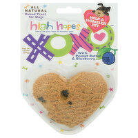 High Hopes Dog Treats, Baked, All Natural, With Peanut Butter & Blueberry, 1.75 Ounce