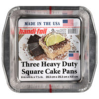 Handi-Foil Cake Pans, Square, Heavy Duty, 3 Pack, 3 Each