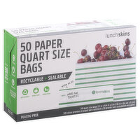 Lunch Skins Paper Quart Size Bags, 50 Each