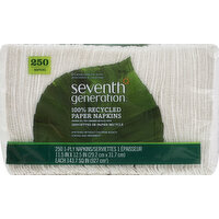 Seventh Generation Napkins 100% Recycled Paper, White, 250 Each