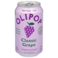OLIPOP Prebiotic Soda, Classic Grape, 12 Ounce