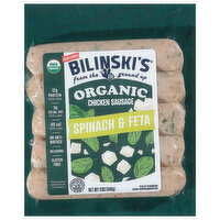 Bilinski's Organic Chicken Sausage, Spinach & Feta, 12 Ounce