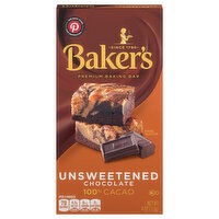 Baker's Unsweetened Chocolate Premium Baking Bar with 100 % Cacao, 4 Ounce
