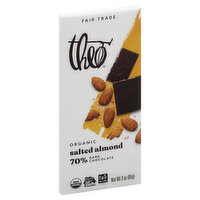 Theo Chocolate Dark Chocolate, Organic, Salted Almond, 70%, 3 Ounce