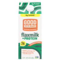 Good Karma Flax Milk, Unsweetened, + Protein, 64 Ounce