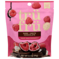 Tru Fru Hyper-Dried Raspberries in White & Dark Chocolate, 3.4 Ounce