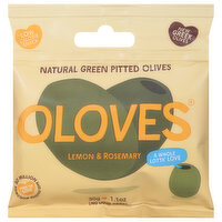 Poshi Green Pitted Olives, Lemon & Rosemary, Natural, 1.1 Ounce