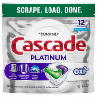 Cascade Platinum Dishwasher Pods with Oxi, Fresh Scent, 12 Each