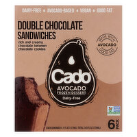 Cado Dairy-Free Frozen Dessert Sandwiches Double Chocolate, 6 Each