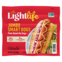 Lightlife Jumbo Smart Dogs, Plant-Based Hot Dogs, 13.5 Ounce