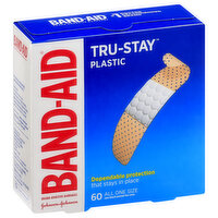 Band-Aid Brand Tru-Stay Plastic Strips Adhesive Bandages, All One Size, 60 Each