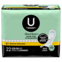 Kotex Pads Ultra Thin Regular Unscented, 22 Each