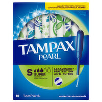 Tampax Pearl Super Unscented, 18 Each