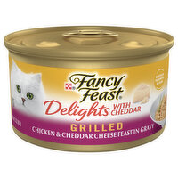 Purely Fancy Feast Delights Grilled Chicken & Cheddar Cheese Feast in Gravy, 3 Ounce