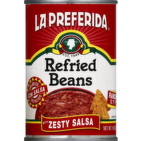 La Preferida Refried Beans with Zesty Salsa, 16 Ounce