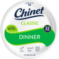 Chinet Classic White Dinner Plates 10.375 inch, 32 Each