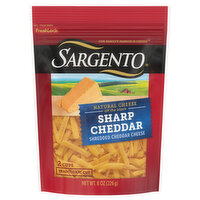 Sargento Shredded Sharp Natural Cheddar Cheese, Traditional Cut, 8 Ounce