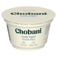 Chobani Non-Fat Greek Yogurt Plain, 5.3 Ounce