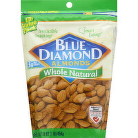 Blue Diamond Almonds, Whole Natural, 16 Ounce
