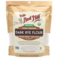 Bobs Red Mill Organic Flour Dark Rye Stone Ground Whole Grain Non Gmo, 20 Ounce