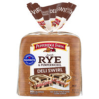 Pepperidge Farm Jewish Rye & Pumpernickel Deli Rye & Pump Swirl Bread, 16 Ounce