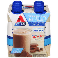 Atkins Protein-Rich Shake, Milk Chocolate Delight, 4 Each