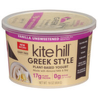 Kite Hill Plant-Based Greek Yogurt Vanilla Unsweetened, 16 Ounce