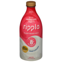 Ripple Milk, Plant-Based, Dairy Free, Unsweetened, Vanilla, 48 Ounce