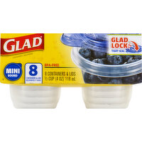 Glad Containers & Lids, Mini Round, Half Cup, 8 Each