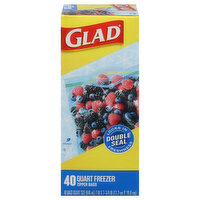 Glad Quart Freezer Zipper Food Storage Bags, 40 Each