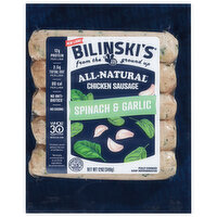 Bilinski's Chicken Sausage, Spinach & Garlic, 12 Ounce
