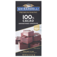 Ghirardelli Premium 100% Cacao Unsweetened Chocolate Baking Bar, 4 Ounce