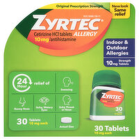 Zyrtec 24 Hour Allergy Relief Tablets with Cetirizine HCl, 30 Each