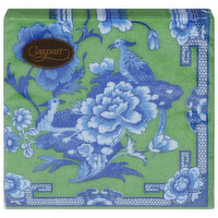Caspari Cocktail Napkin Green And Blue Plate, 20 Each