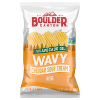Boulder Canyon Avocado Oil Potato Chips Wavy Cheddar Sour Cream, 5.5 Ounce
