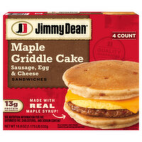 Jimmy Dean Sausage, Egg & Cheese Maple Griddle Cake Breakfast Sandwiches, Frozen, 4 Each