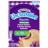 Smucker's Reduced Sugar Uncrustables Spread Sandwiches Peanut Butter & Grape, 4 Each