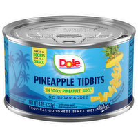 Dole Pineapple Tidbits in 100% Pineapple Juice, 8 Ounce