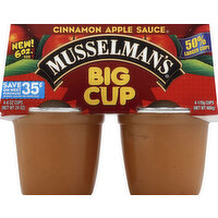 Musselman's Apple Sauce, Cinnamon, Big Cup, 4 Each