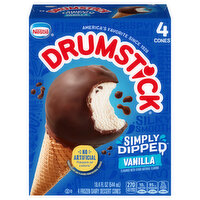 Drumstick Vanilla Frozen Dairy Dessert Cones, 4 Each