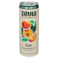 Zevia Black Tea, Organic, Sweetened, Peach, 12 Ounce