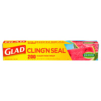 Glad Cling N Seal Plastic Food Wrap, Square Foot Roll, 200 Square foot
