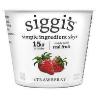 Siggi's Strained Non-Fat Strawberry Icelandic Style Skyr Yogurt, 5.3 Ounce
