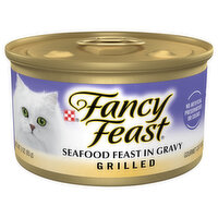 Purely Fancy Feast Gravy Wet Cat Food, Grilled Seafood Feast in Gravy, 3 Ounce