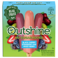 Outshine Fruit Bars, Black Cherry & Strawberry-Kiwi & Mixed Berry, No Sugar Added, 12 Each