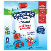 Stonyfield Organic Strawberry Beet Berry Whole Milk Yogurt, 4 Each
