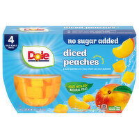 Dole No Sugar Added Yellow Cling Diced Peaches, 4 Each