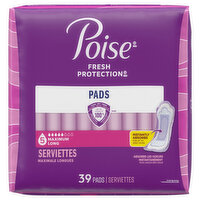 Poise Max Absorb Long W Side Shield Pads, 39 Each